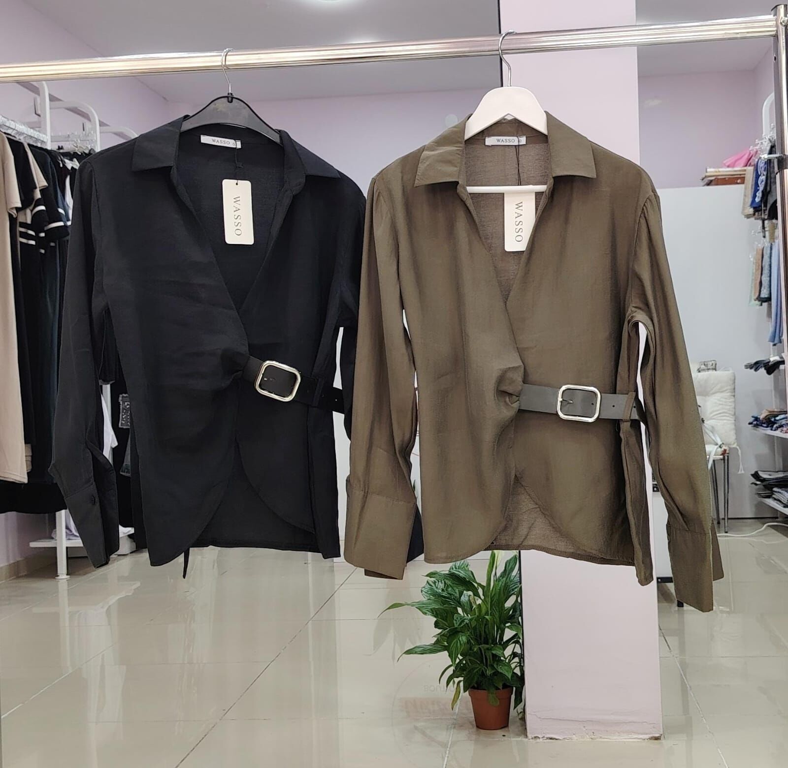 Yandan Bağlamalı ve Kemerli Gömlek