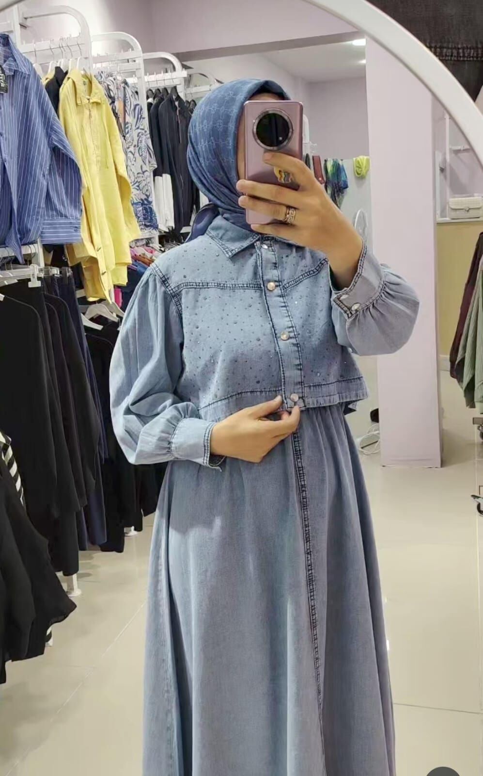 Yeni sezon ceketli kot elbise