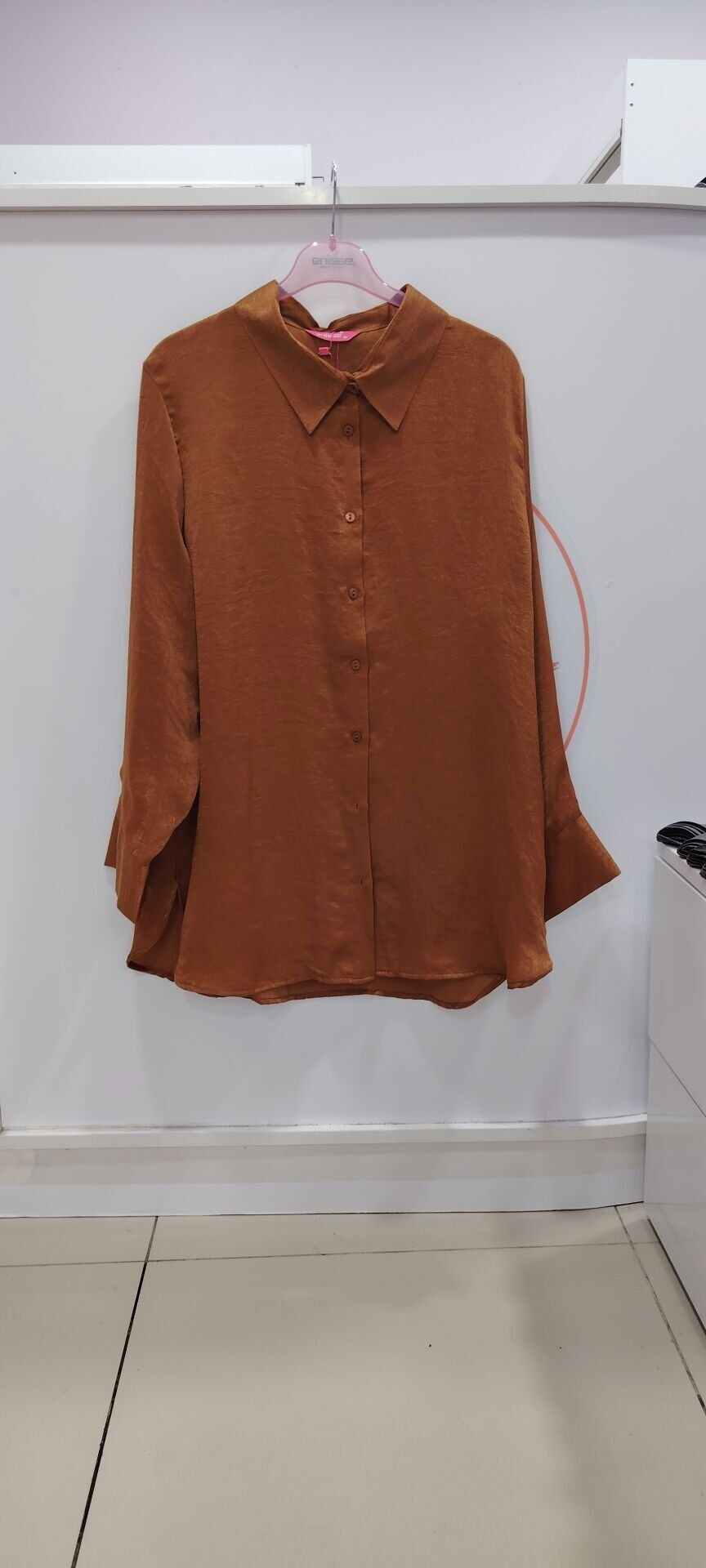Büyük beden tarçın rengi şık gömlek