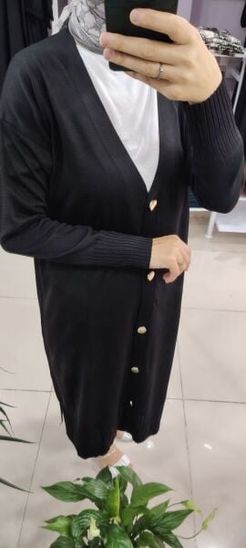 Siyah uzun triko hırka