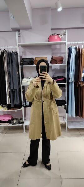 Fermuarlı boncuklu trenckot