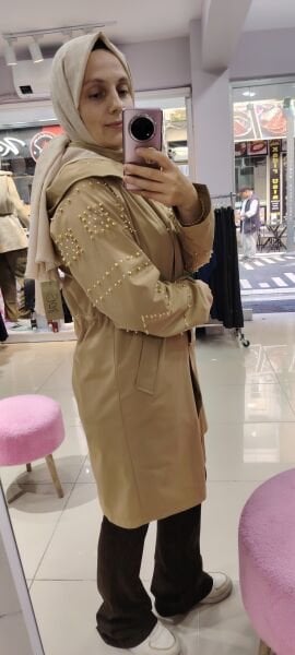 Fermuarlı boncuklu trenckot