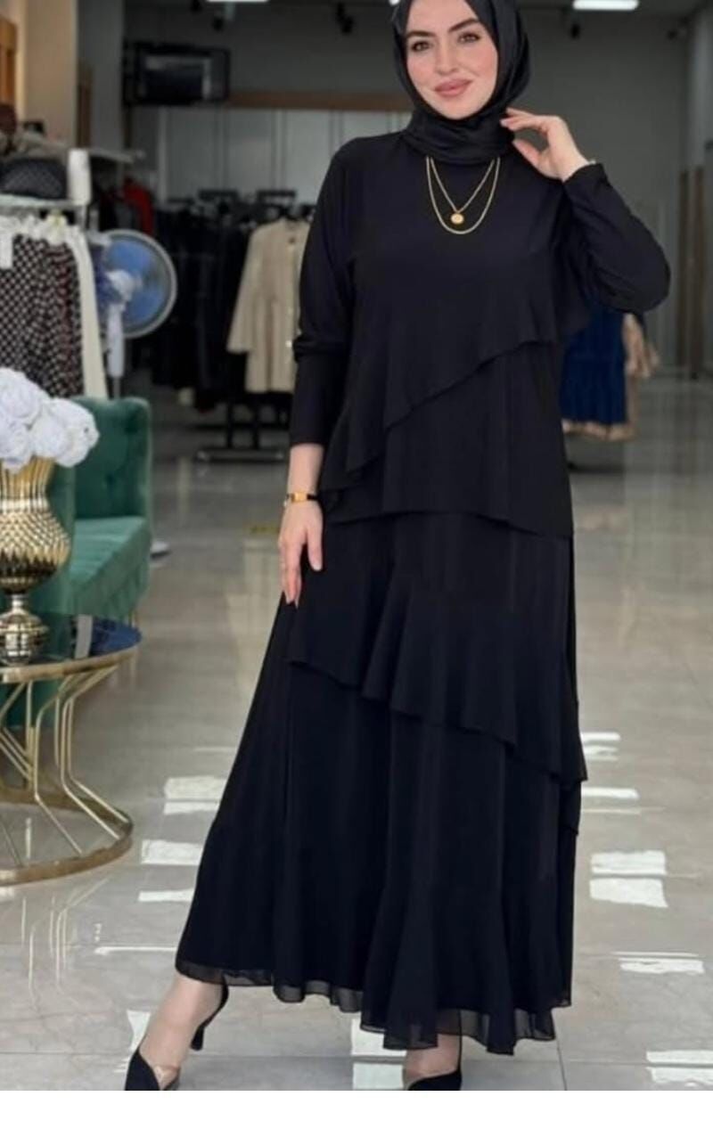 Volanlı sandy ikili takım Siyah  - 1