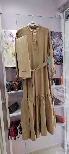 İpek kupra elbise Yağ yeşili - 3
