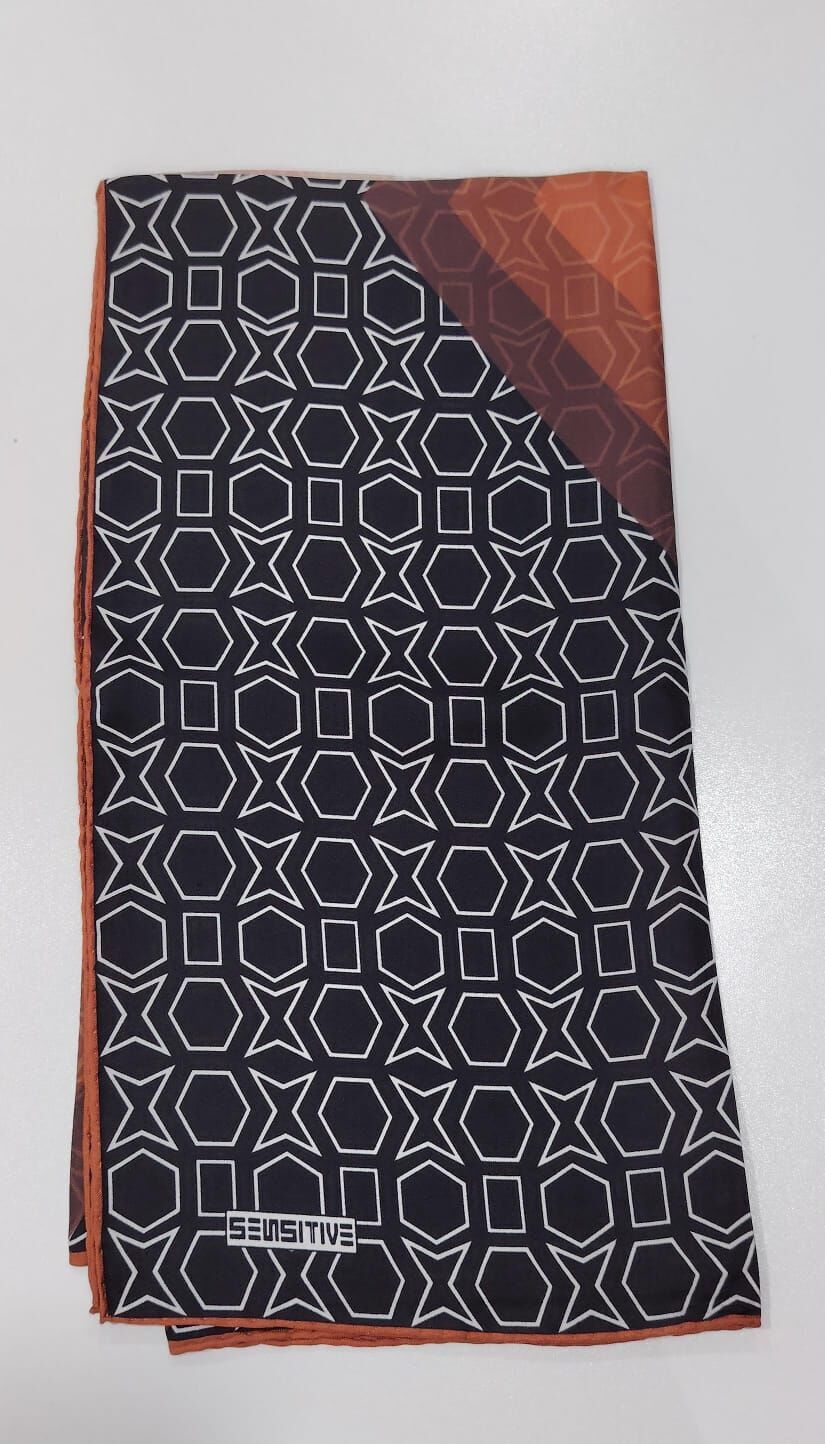 Geometrik desen İpek pamuk eşarp