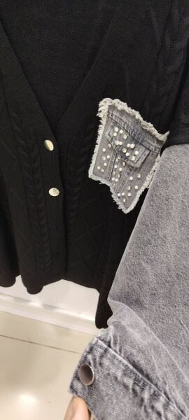 Kot detaylı örme hırka