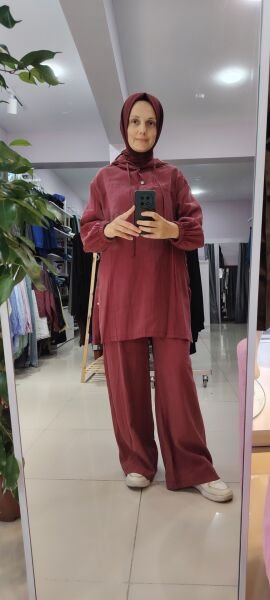 Puane kapşonlu İkili takım