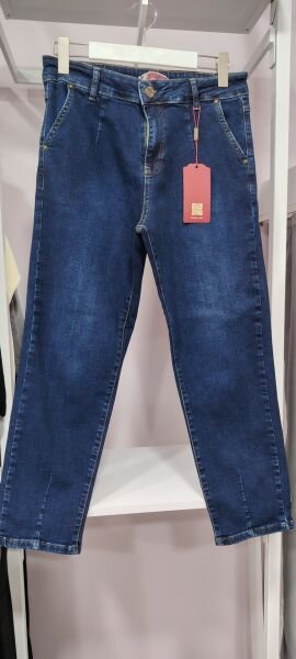 Full likralı Mom Jean pantolon