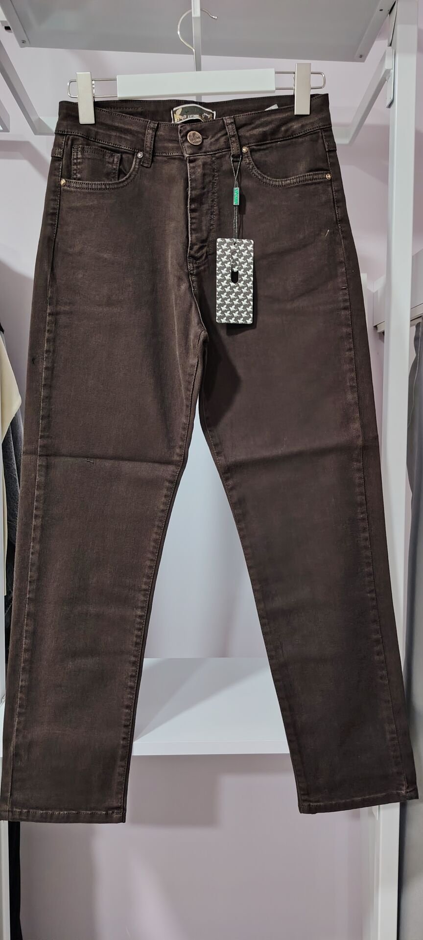 Kahverengi mom jean pantolon