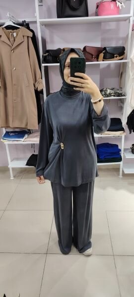 Coton kumaş gold detaylı ikili takım