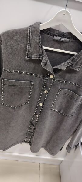 Zımba detaylı kot ceket