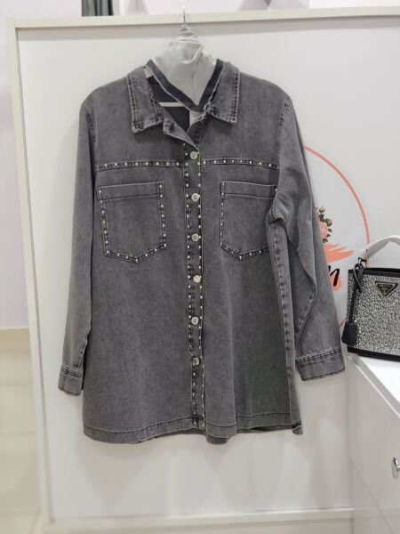 Zımba detaylı kot ceket