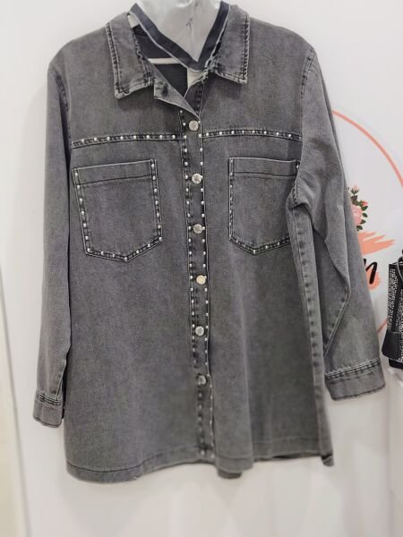 Zımba detaylı kot ceket