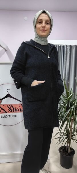 Angora Hırka Kaban - siyah