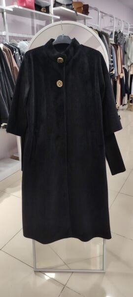 Yeni Sezon Gold Düğme Detaylı Kaban-Siyah