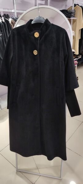 Yeni Sezon Gold Düğme Detaylı Kaban-Siyah