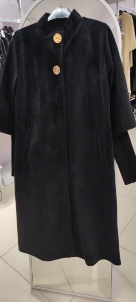 Yeni Sezon Gold Düğme Detaylı Kaban-Siyah