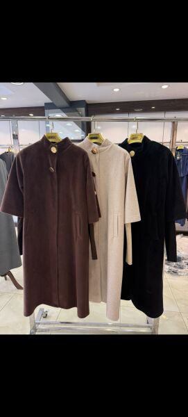 Yeni Sezon Gold Düğme Detaylı Kaban-Siyah