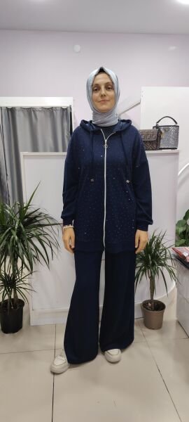 Taşlı ikili takım - lacivert