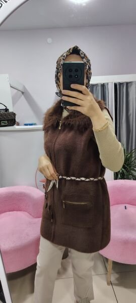 Kemer Detaylı Premium Angora Yelek