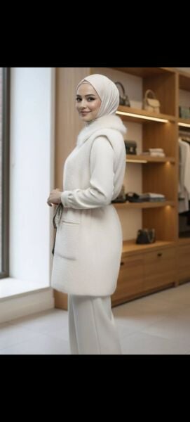 Kemer Detaylı Premium Angora Yelek