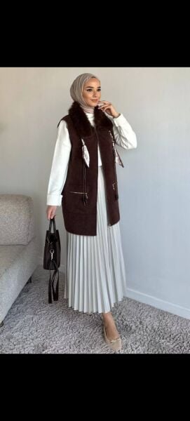 Kemer Detaylı Premium Angora Yelek