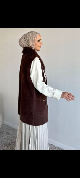 Kemer Detaylı Premium Angora Yelek